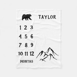 Personalisiert Baby Bear Milestone Baby Boy Blanke Fleecedecke