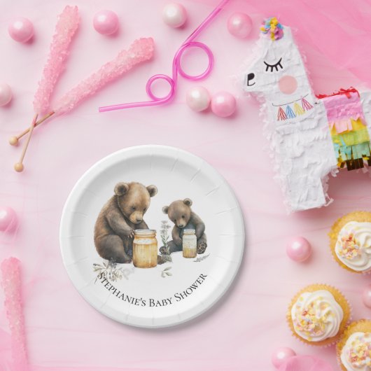 Personalisiert Baby Bear's Honey Baby Shower Telle Pappteller (Party)