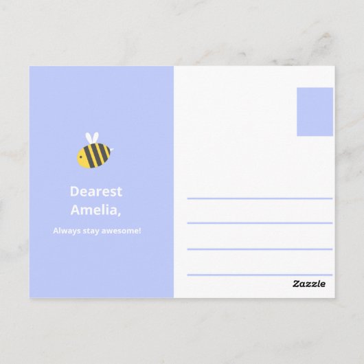 Personalisiert - Baby Blue Bee Funny Postkarte (Rückseite)