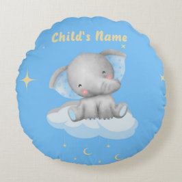 Personalisiert Baby Blue Elephant Round Pillow Rundes Kissen