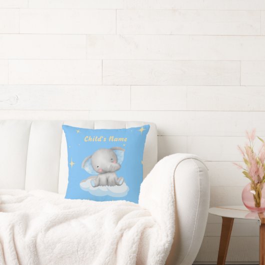 Personalisiert Baby Blue Elephant Throw Kissen (Liege)
