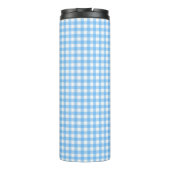 Personalisiert Baby Blue Gingham Monogramm Thermosbecher (Rückseite)