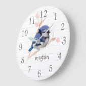 Personalisiert Baby Blue Jay Kinderzimmer Wall Clo Große Wanduhr (Winkel)