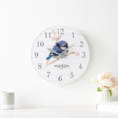 Personalisiert Baby Blue Jay Kinderzimmer Wall Clo Große Wanduhr (Zuhause)