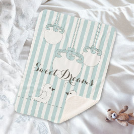 Personalisiert Baby Blue Strip Niedliche Vögel Kin Sherpadecke