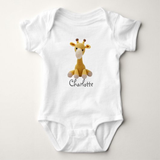 Personalisiert Baby Bodysuit Crochet Giraffe Baby Strampler (Vorderseite)