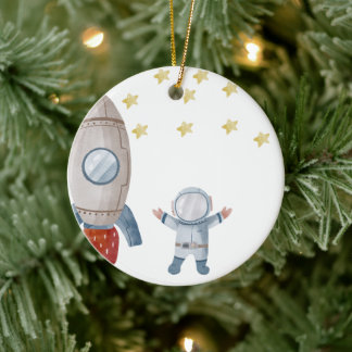 Personalisiert Baby Boy Astronaut Erste Weihnachte Keramik Ornament