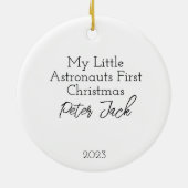 Personalisiert Baby Boy Astronaut Erste Weihnachte Keramik Ornament (Hinten)