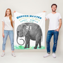 Personalisiert Baby Boy Birth Record Stats Elephan Fleecedecke