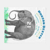 Personalisiert Baby Boy Birth Record Stats Elephan Fleecedecke (Vorderseite (Horizontal))