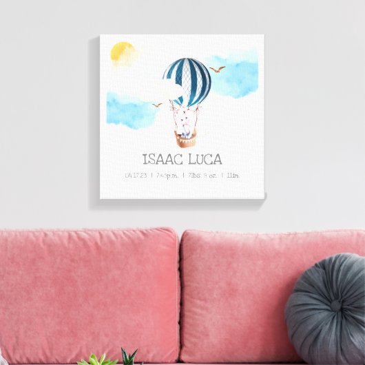 Personalisiert Baby Boy Birth Stats Foto Leinwand (Insitu (Wohnzimmer))