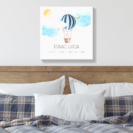 Personalisiert Baby Boy Birth Stats Foto Leinwand (Insitu (Schlafzimmer))