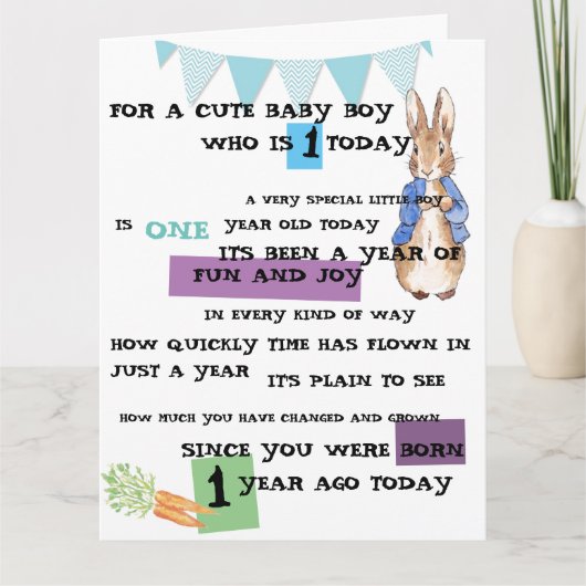 Personalisiert Baby Boy Birthday Card - Peter Rabb Karte (Vorderseite)