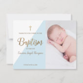 Personalisiert Baby Boy Blue Foto Taufe Vielen Dan (Vorderseite)