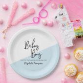 Personalisiert Baby Boy Blue Modern Baby Dusche Pappteller (Party)