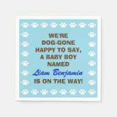 Personalisiert Baby Boy - Dog Themed Baby Dusche Serviette (Vorderseite)