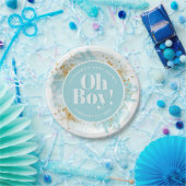 Personalisiert Baby Boy Dusche Aquarell Glitzer Pappteller (Party)
