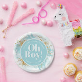 Personalisiert Baby Boy Dusche Aquarell Glitzer Pappteller (Party)