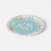 Personalisiert Baby Boy Dusche Aquarell Glitzer Pappteller (Schrägansicht)