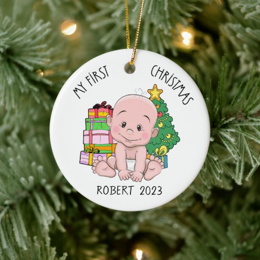 Personalisiert Baby Boy First Christmas Ornament (Baum)