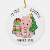 Personalisiert Baby Boy First Christmas Ornament (Vorne)