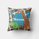 Personalisiert Baby Boy Jungle Giraffe Muster Kissen (Rückseite)