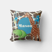 Personalisiert Baby Boy Jungle Giraffe Muster Kissen (Vorderseite)