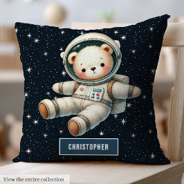 Personalisiert Baby Boy Pillow Teddy Bear Astronau Kissen