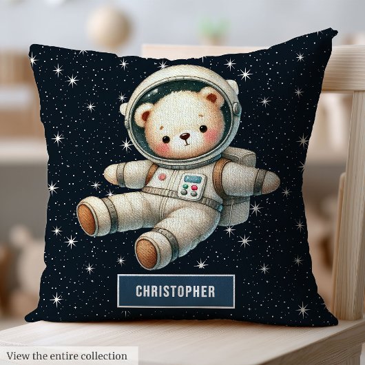 Personalisiert Baby Boy Pillow Teddy Bear Astronau Kissen