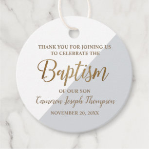 Personalisiert Baby Boy Taufe Gold Gray Vielen Dan Geschenkanhänger