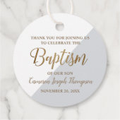 Personalisiert Baby Boy Taufe Gold Gray Vielen Dan Geschenkanhänger (Rückseite)