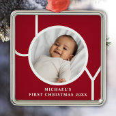 Personalisiert Baby Boy's First Christmas Foto Red Ornament Aus Metall