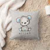 Personalisiert Baby Boy's Teddy Bear Blue Hearts Kissen (Decke)
