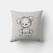 Personalisiert Baby Boy's Teddy Bear Blue Hearts Kissen (Rückseite)