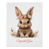 Personalisiert Baby Bunny Pink Blume Kinderzimmer  Poster (Vorderseite)