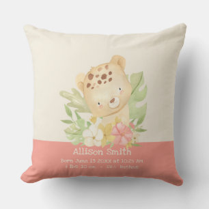 Personalisiert Baby Cheetah Birth Stats Kissen