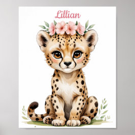 Personalisiert Baby Cheetah Elegante Safari Kinder Poster