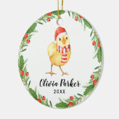 Personalisiert Baby Chick Niedlich Chicken Keramik Ornament (Links)
