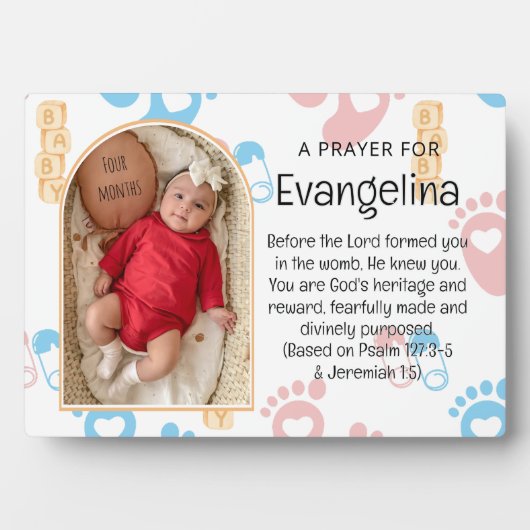 Personalisiert Baby Christlich Gebet Keepake Fotoplatte (Vorderseite)
