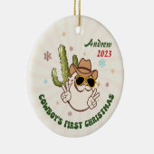 Personalisiert Baby Cowboy First Christmas Keramik Ornament (Rechts)