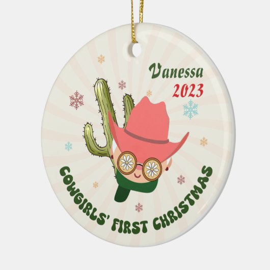 Personalisiert Baby Cowgirl Keramik Ornament (Links)