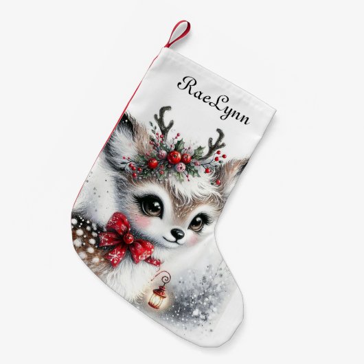 Personalisiert Baby Deer Kleiner Weihnachtsstrumpf (Vorderansicht (hängend))