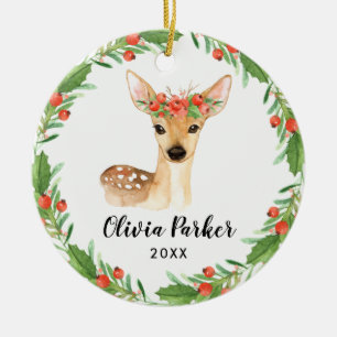 Personalisiert Baby Deer   Niedlich Baby Girl Foto Keramik Ornament