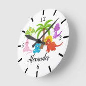 Personalisiert Baby Dinosaur & Friends Runde Wanduhr (Winkel)