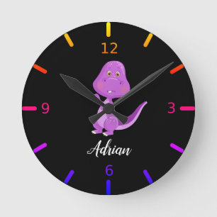 Personalisiert Baby Dinosaurier Runde Wanduhr