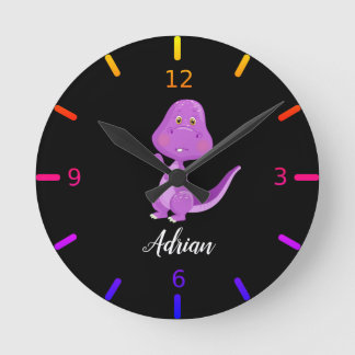 Personalisiert Baby Dinosaurier Runde Wanduhr