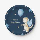 Personalisiert Baby Dragon mit Balloon Baby Dusche Pappteller (Vorderseite)