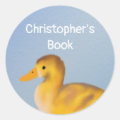 Personalisiert Baby Duckling Dieses Buch gehört Runder Aufkleber (Vorderseite)