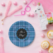 Personalisiert Baby Dusche Blue Kariert Paper Tell Pappteller (Party)