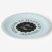 Personalisiert Baby Dusche Blue Zickzack Paper Tel Pappteller (Schrägansicht)